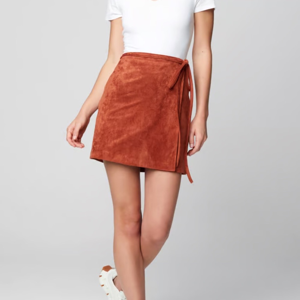 NWT Blank NYC‎ Brown Suede Wrap Mini Skirt Size 29